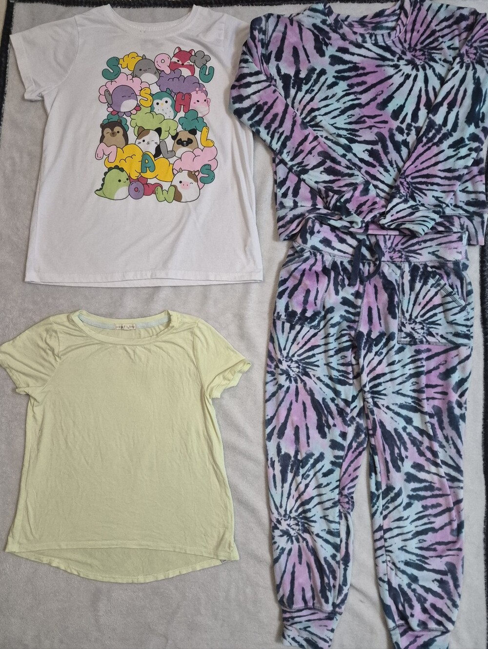 Girls Sz 10/12 Fall Wardrobe Lot 6pc - NWOT SO Cozy Jogger Set, Squishmallows